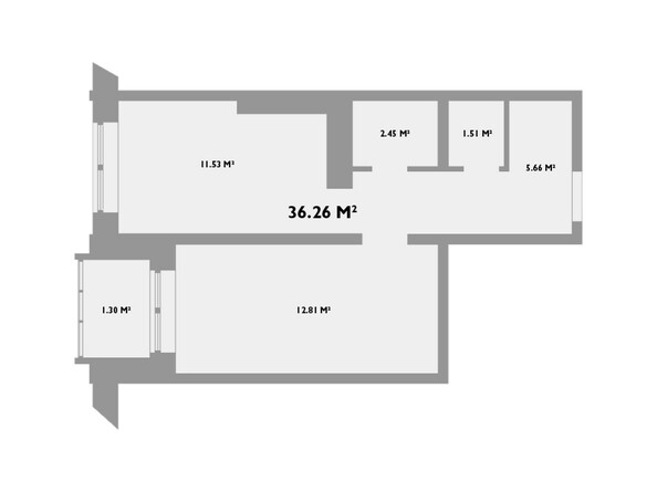 Планировка однокомнатной квартиры 36,26 кв.м
