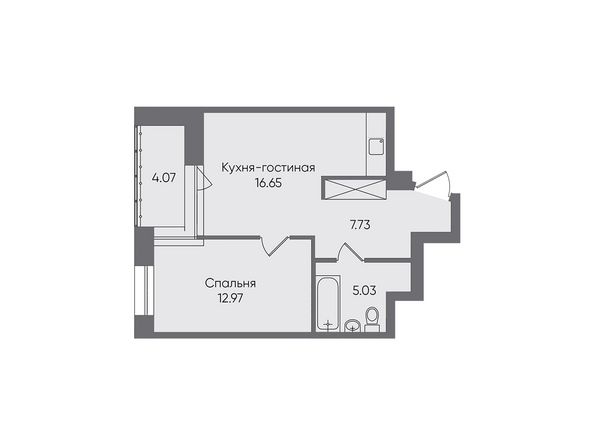 Планировка двухкомнатной квартиры 46,45 кв.м