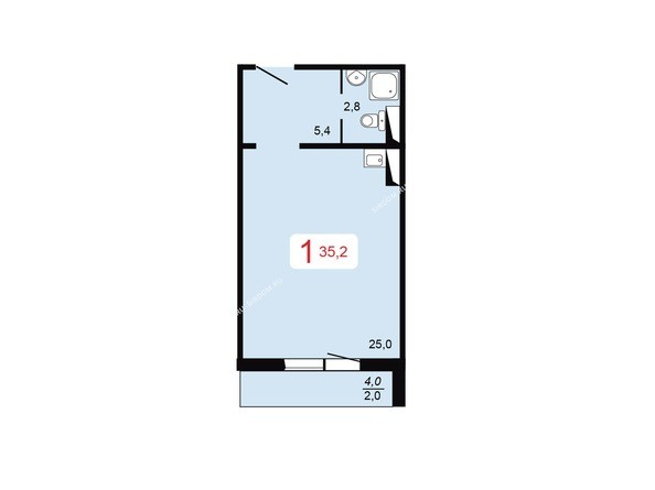 Планировка однокомнатной квартиры 35,2 кв.м