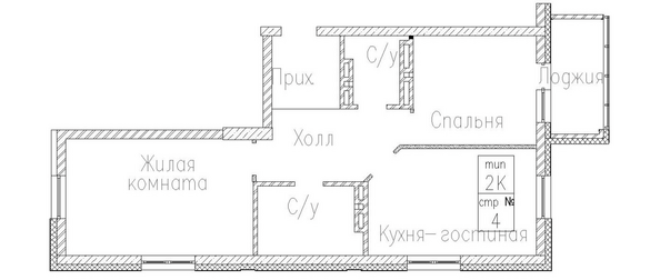 Планировка 2-комн 65,94 м²