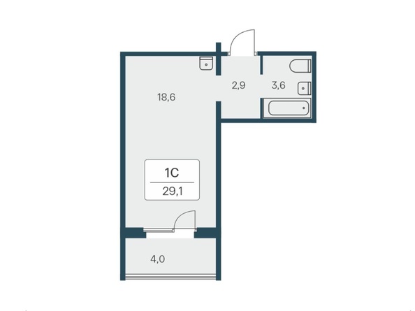 Планировка Студия 29, 29,1 м²