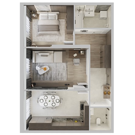 Планировка 2-комн 66, 66,4 м²