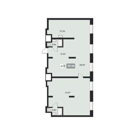 Планировка 1-комн 137,35 м²