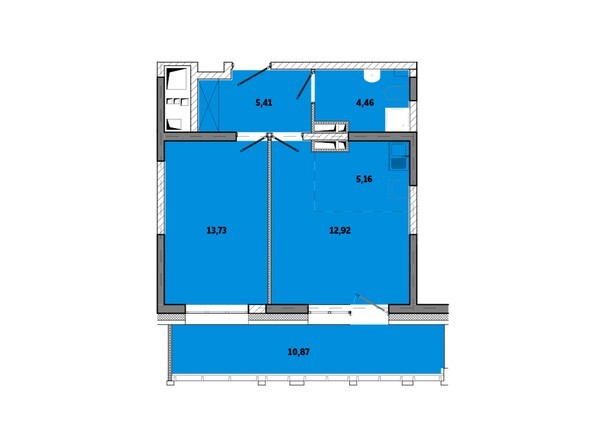 Планировка двухкомнатной квартиры 52,55 кв.м