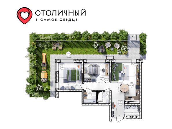 Планировка 2-комн 92,4 м²