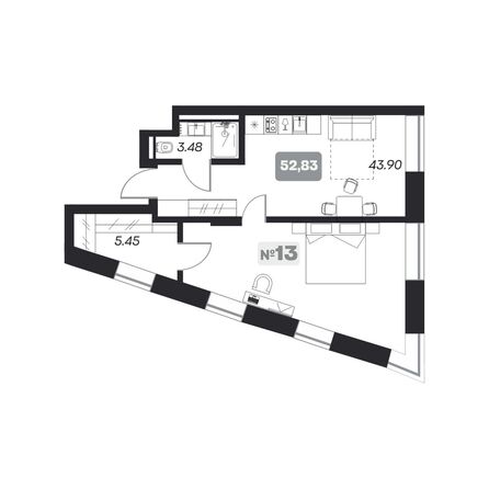 Планировка 2-комн 52,83 м²