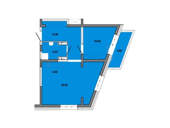 Планировка двухкомнатной квартиры 59,15 кв.м