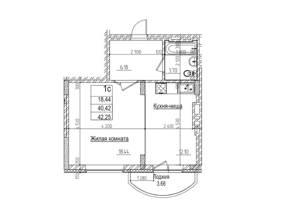 Планировка Студия 40,4 м²