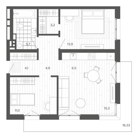 Планировка 3-комн 81,18 м²