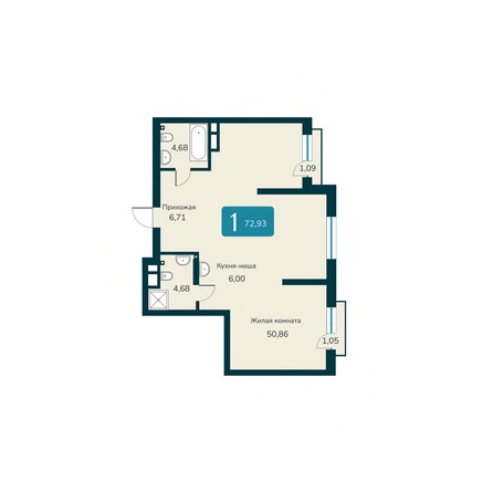 Планировка 2-комн 72,93 - 73,03 м²
