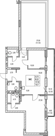 Планировка 2-комн 83,9 м²