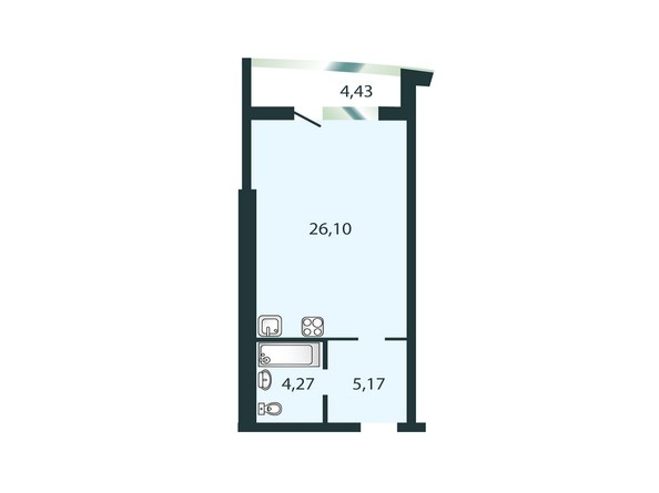 Планировка однокомнатной квартиры 37,65 кв.м