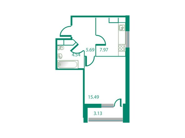 Планировка однокомнатной квартиры 35,16 кв.м