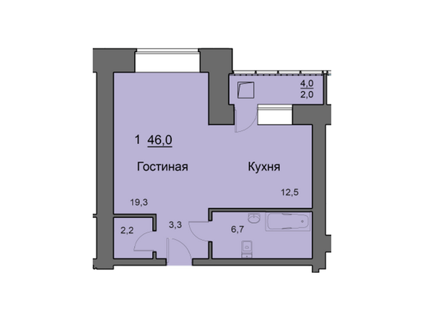 Планировка однокомнатной квартиры 46 кв.м
