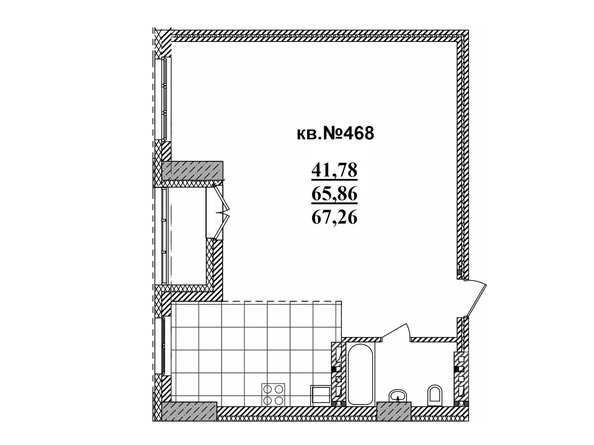 Планировка Студия 66,79 - 67,43 м²