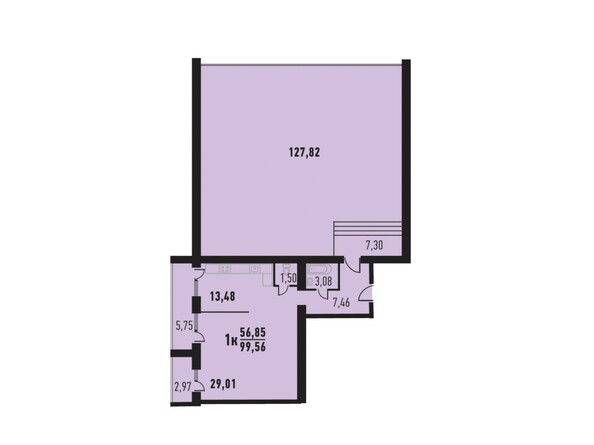 Планировка однокомнатной квартиры 99,56 кв.м