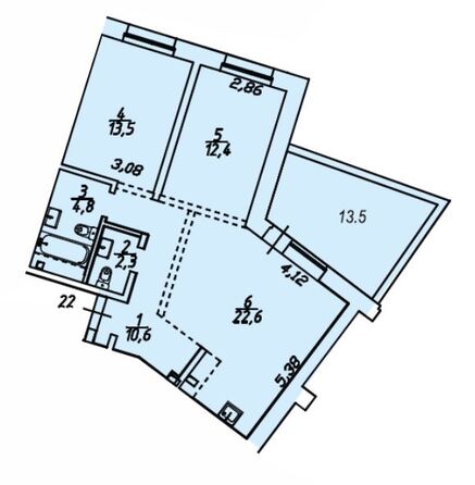 Планировка 2-комн 71,5 - 79,7 м²