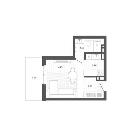 Планировка 1-комн 32,52 м²