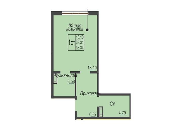 Планировка Студия 33,34 м²