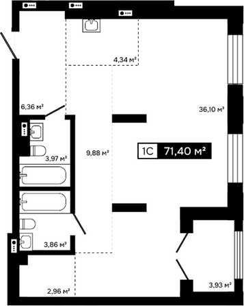 Планировка Студия 67,47, 67,48 м²