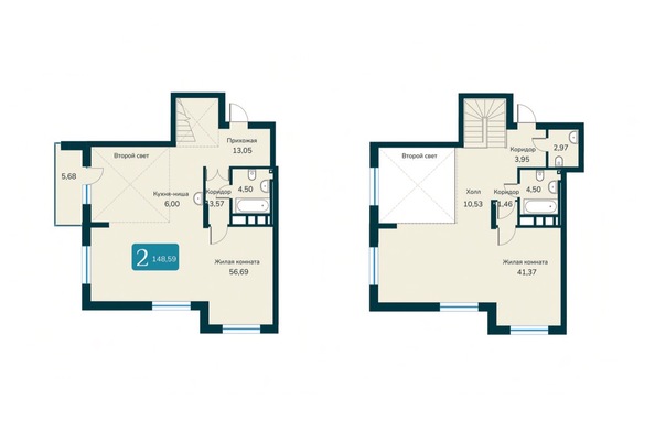 Планировка 4-комн 148,59 м²