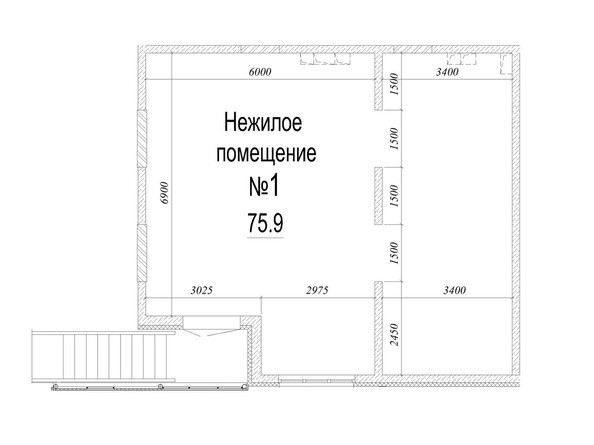 Планировка нежилого помещения 75.9 кв.м