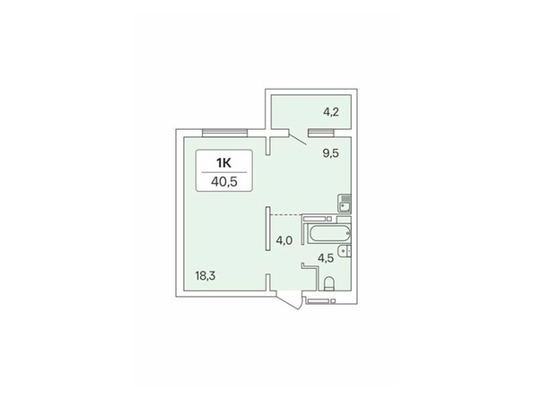 Планировка 1-комн 40,5 м²