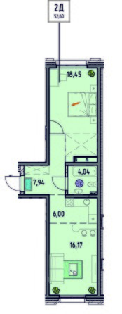 Планировка 2-комн 52,6 м²