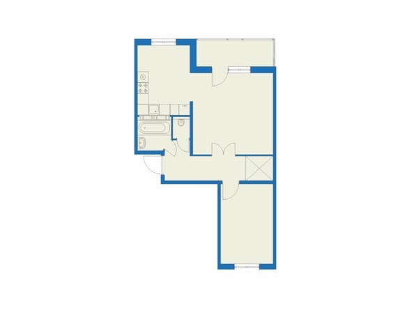 Планировка двухкомнатной квартиры 57,39 кв.м
