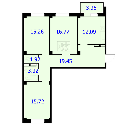 Планировка 3-комн 85,54 м²