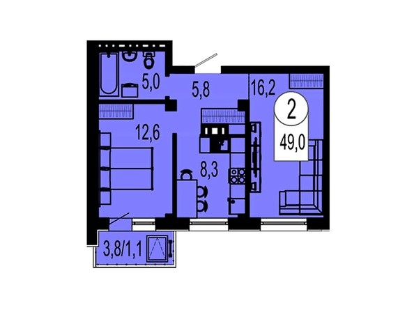 Планировка двухкомнатной квартиры 49 кв.м