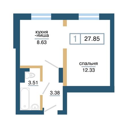 Планировка 1-комн 27,85 м²