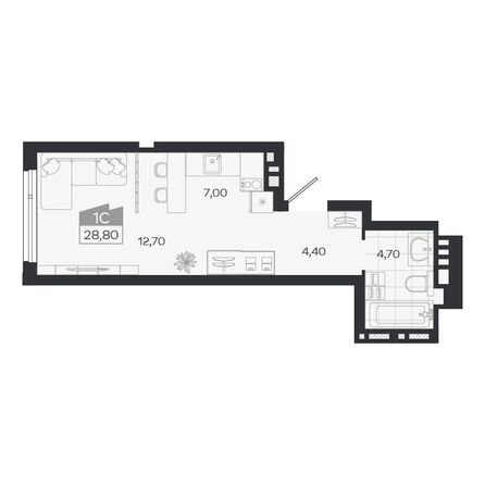 Планировка Студия 28,8 м²