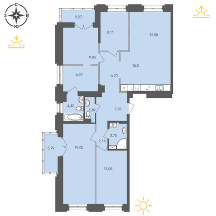 Планировка 4-комн 118,4 м²