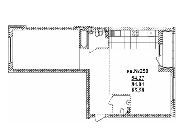 Планировка Студия 85,58, 88,88 м²