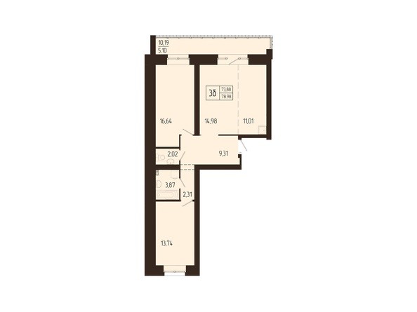 Планировка трехкомнатной квартиры 78,98 кв.м