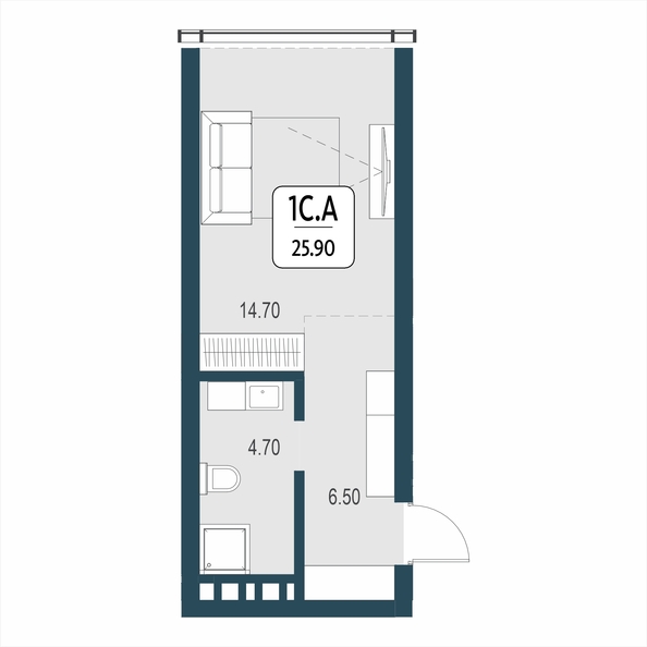 Планировка Студия 25,9 м²