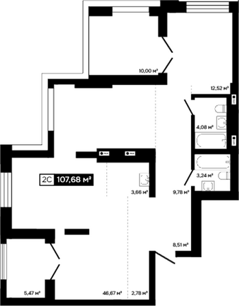 Планировка 2-комн 102,21, 102,23 м²