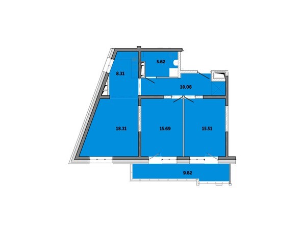 Планировка трехкомнатной квартиры 83,34 кв.м