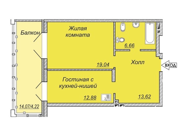 Планировка 2-комн 56 - 56,42 м²