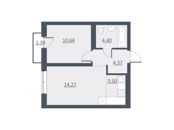 Планировка однокомнатной квартиры 37,39 кв.м