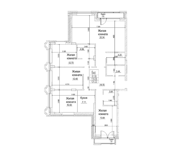 Планировка 4-комн 119,08 м²