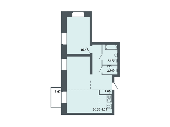 Планировка 2-комн 71,92 м²