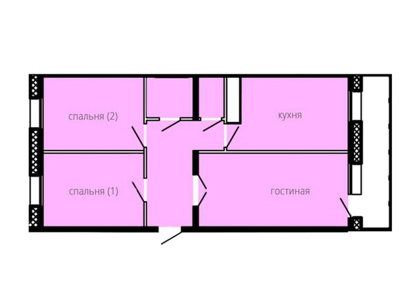 Планировка трехкомнатной квартиры 67,55 кв.м