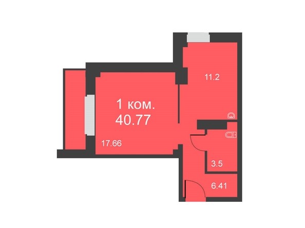 Планировка 1-комн 40,77, 41 м²