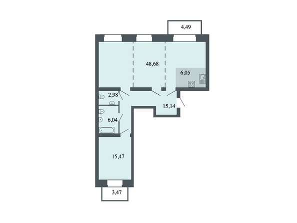 Планировка 2-комн 94,36 м²