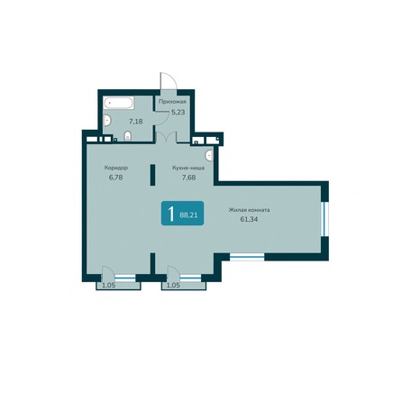 Планировка 3-комн 88,21 м²