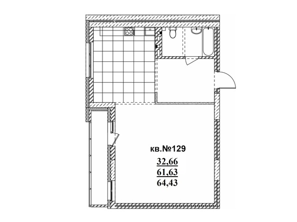 Планировка Студия 64,43 - 65,17 м²