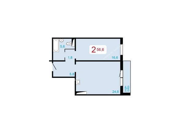 2-комнатная 56,6 кв.м