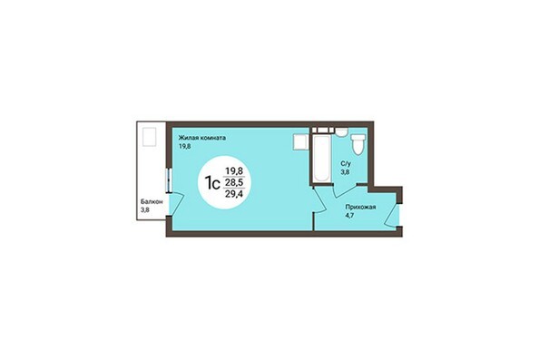 Планировка 1-комнатной квартиры 29,4 кв.м